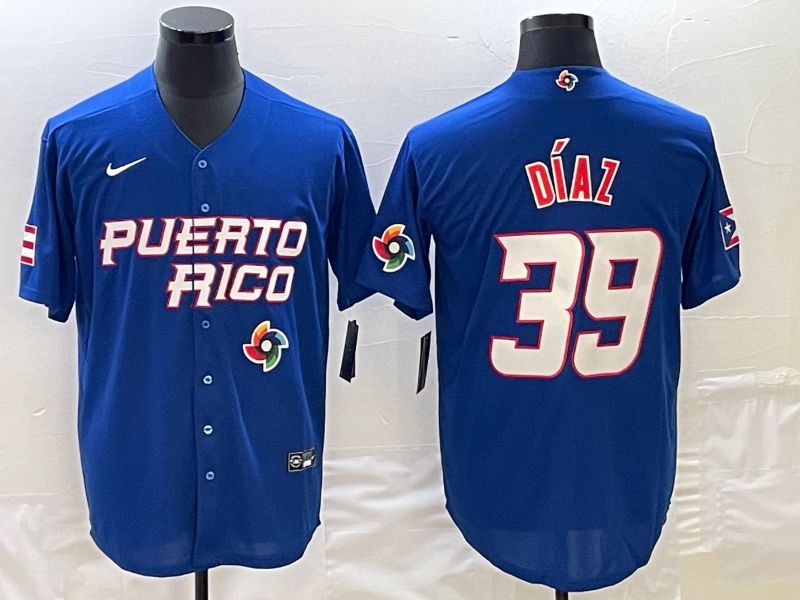 Men 2023 World Cub Puerto Rico #39 Diaz Blue Nike MLB Jersey